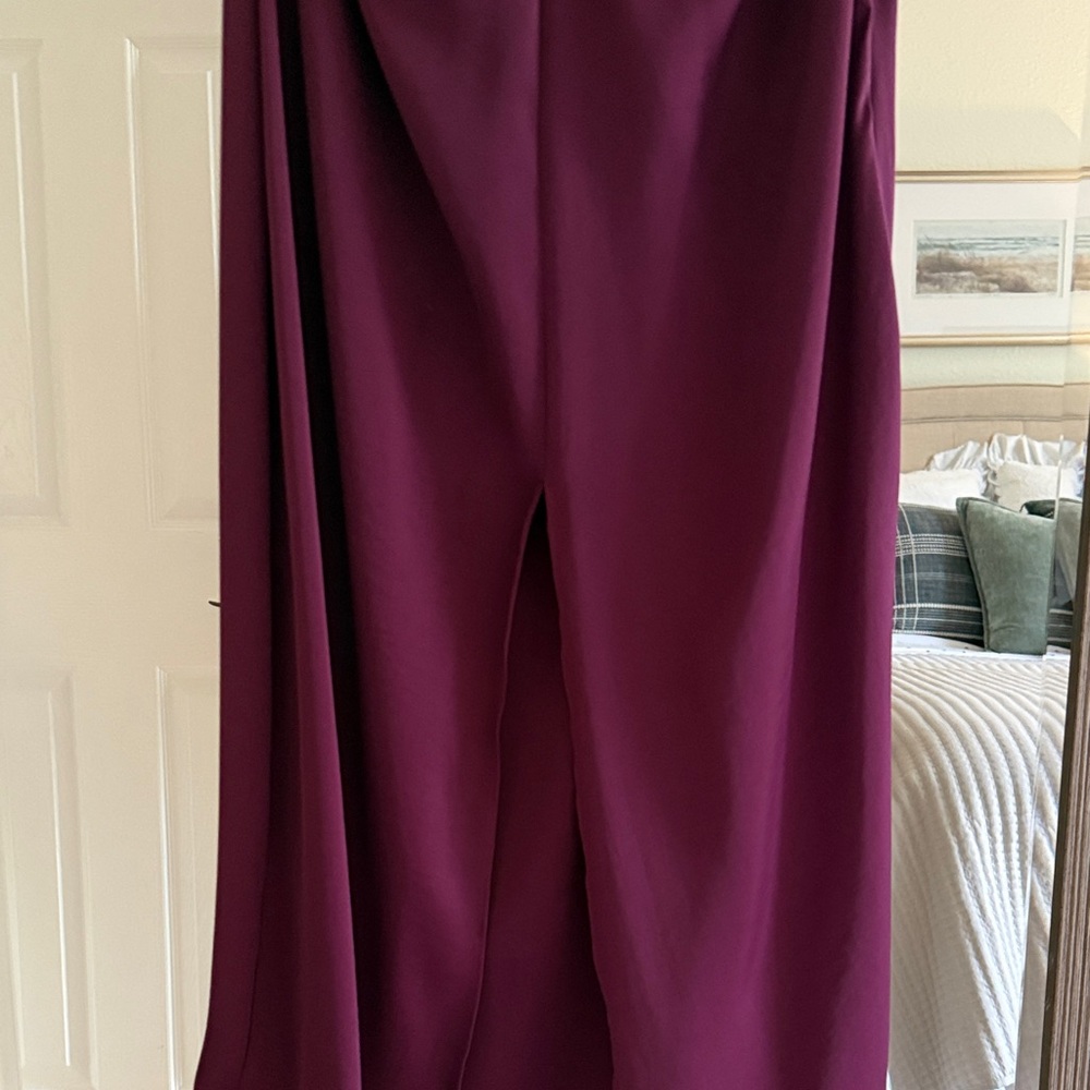 ZARA silk midi long dress gown Eggplant XS Twist-Front Dress black label new - Picture 5 of 7